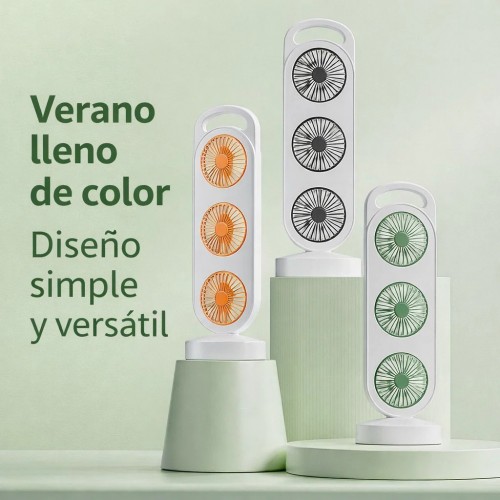 Ventilador de escritorio triple cabezal, recargable, silencioso, portátil, colores variados, venta al por mayor, FS-1150 
