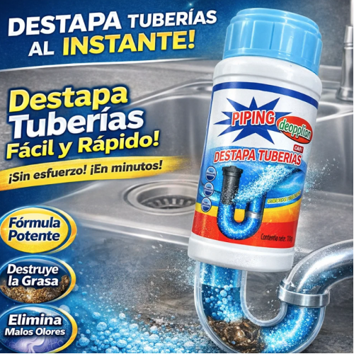 Agente destapacaños de 110g ideal para limpieza y mantenimiento de tuberías en el hogar. Presentación práctica. Venta por mayoreo gdst778