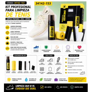 Kit Profesional para Limpieza de Tenis 34142-153 con Espuma, Cepillos y Paño