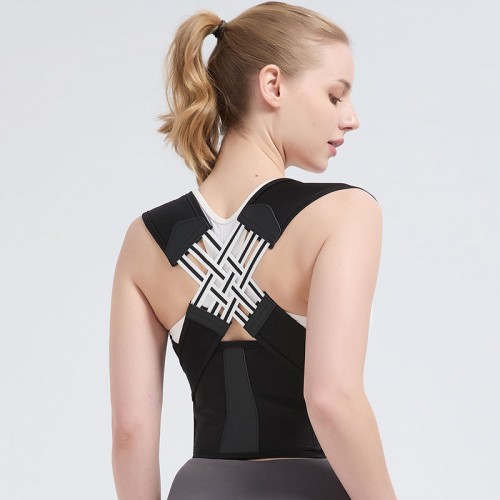 Corrector de postura ajustable con soporte lumbar y banda elástica cruzada – chaleco ergonómico para espalda y hombros que ayuda a mejorar la alineación corporal, aliviar el dolor y mantener una postura recta, Mayoreo ks-06