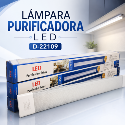 Lámpara purificadora LED modelo D-22109 con diseño lineal, ideal para instalación en espacios interiores. 