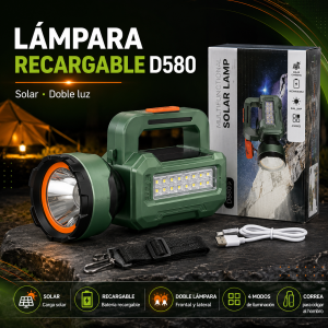 Lámpara Solar Recargable D580 de Doble Luz
