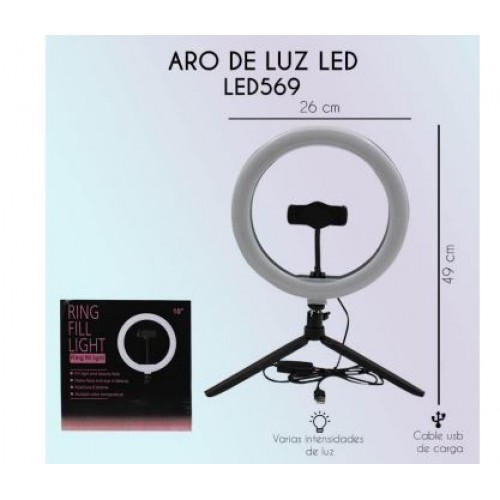 Aro de Luz Led de 10”  + Tripie de 19 cm  LED569