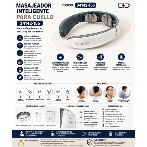Masajeador Inteligente para Cuello con Electroestimulación y Calor. Por mayoreo Masajeador Inteligente para Cuello con Electroestimulación y Calor. Por mayoreo