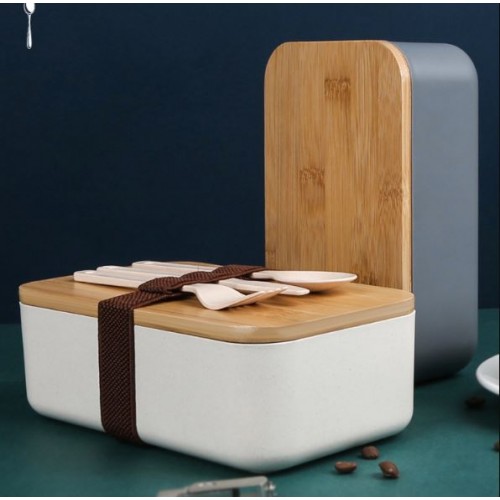 Lunch Box de tapa de Madera con cubiertos MJ103