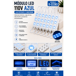 Módulo LED Azul 110 V de Alta Intensidad D-22283 | Iluminación para Letreros
