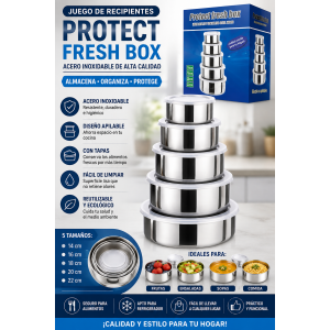 Set de recipientes redondos apilables, ideales para almacenar, organizar y transportar diferentes tipos de alimentos. Su diseño compacto permite guardarlos uno dentro de otro para ahorrar espacio en la cocina.