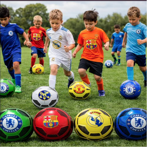 Pelota de fútbol número 5 con diseño de equipos, ideal para uso recreativo, escolar y venta por mayoreo. Modelo pelota-660.