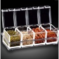 Caja con 4 especieros de condimentos transparente multifuncionales para cocina MAYOREO 10137