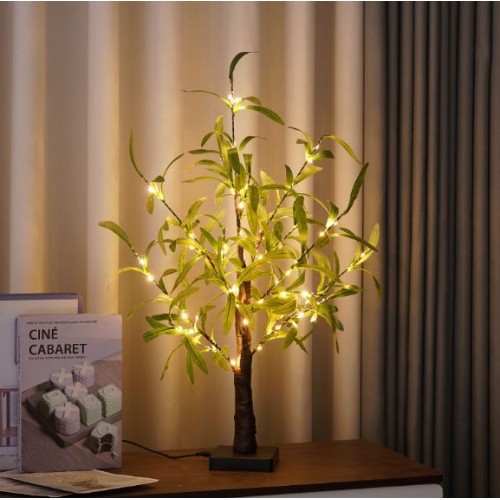 Árbol de Olivo con luces led para decorar de 55CM de 33LED con cable USB o pilar de doble uso SDD1199