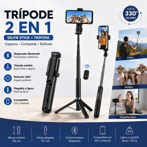 Tripié F01 Ajustable con Seguimiento y Bluetooth