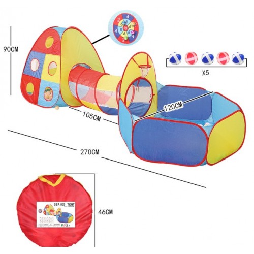 Juego Tunel de tres piezas plegable de piscina de bolas oceánicas para interiores y exteriores, casa de juegos de princesa para bebés, tienda para niños MSD-ZP-W077