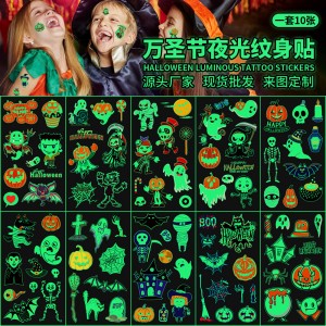 Tatuajes temporales infantiles de Halloween con brillo en la oscuridad por mayoreo