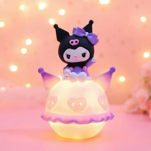 Lámpara nocturna Kuromi LED con luz cálida decorativa para recámara, diseño kawaii ideal para niñas, venta al por mayor yqd-124-G