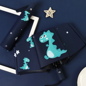 Paraguas plegable infantil con diseño de dinosaurio y estrellas, apertura manual y protección UV, venta al por mayor zdskl02