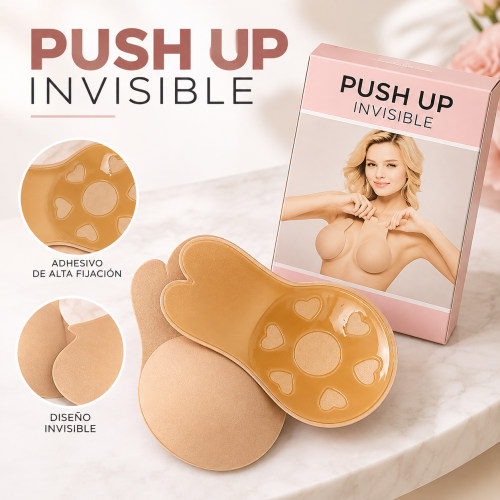 Levantabusto adhesivo Push Up para mujer, sin tirantes y de diseño discreto. Ideal para vestidos, escotes y prendas de espalda descubierta. Venta por mayoreo.