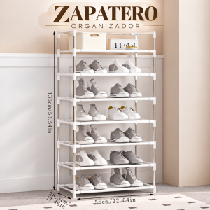 Zapatero organizador de 7 niveles por mayoreo. Diseño vertical, práctico para organizar zapatos y aprovechar espacios en el hogar.